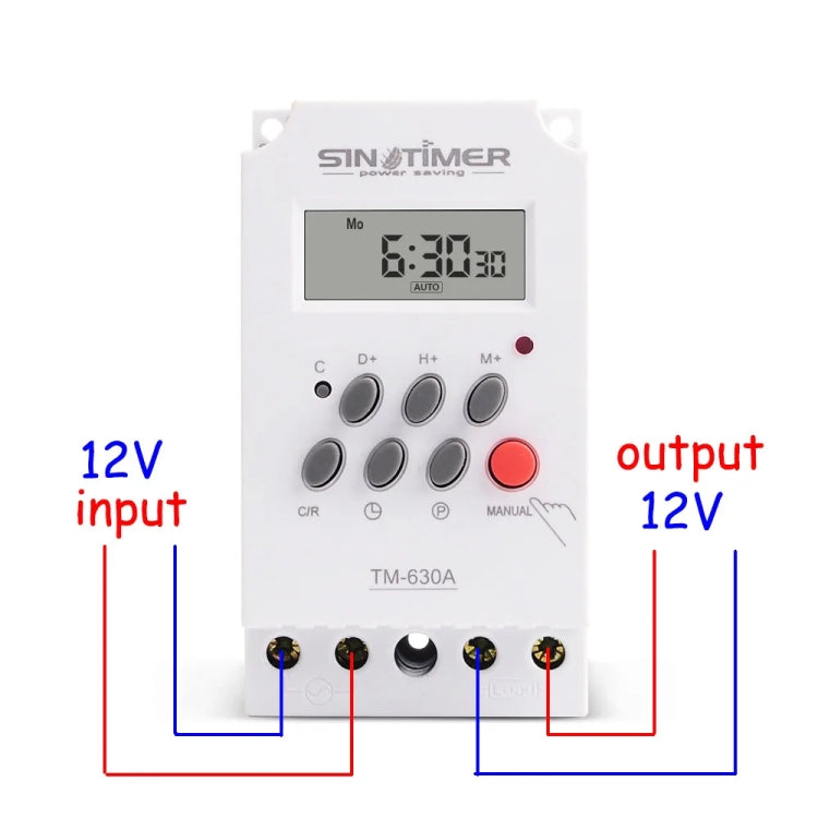 SINOTIMER  TM630A-4  12V DC Timer Switch Din Rail Digital Weekly Programmable Time Relay - Switch by SINOTIMER | Online Shopping UK | buy2fix