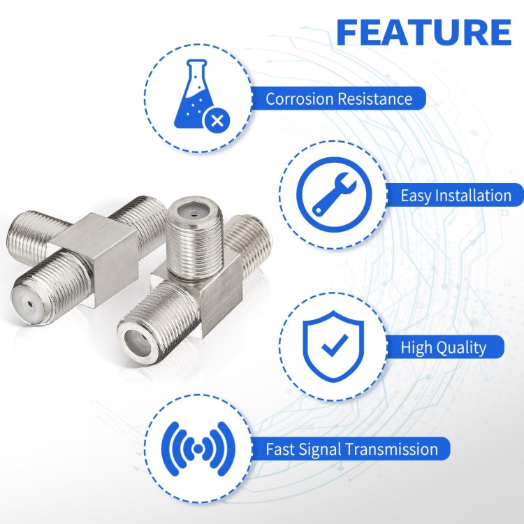 F Type Splitter 3 Way F Female To Dual F Female Coaxial Connector Adapter - Connectors by buy2fix | Online Shopping UK | buy2fix