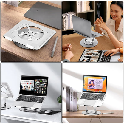 Aluminum Alloy Laptop Stand Notebook Riser with 360 Degree Rotating Base,(Silver) - Laptop Stand by buy2fix | Online Shopping UK | buy2fix