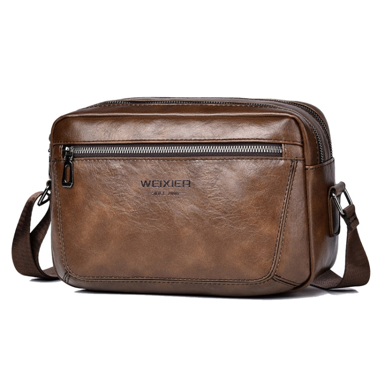 WEIXIER D523 Men Large Capacity Crossbody Single Shoulder Bag Casual PU Messenger Handbag(Brown) - Single-shoulder Bags by WEIXIER | Online Shopping UK | buy2fix