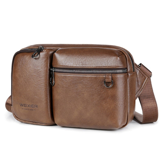 WEIXIER D401 Men Large Capacity Crossbody Single Shoulder Bag Casual PU Messenger Handbag(Brown) - Single-shoulder Bags by WEIXIER | Online Shopping UK | buy2fix