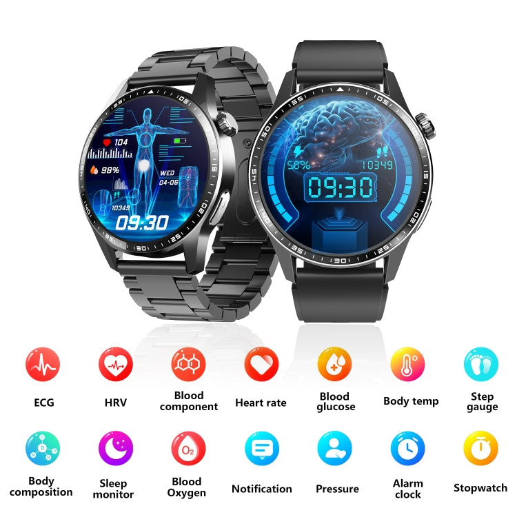 F400  1.55 Inch Screen Smart Watch Support ECG/ Blood Oxygen / Blood Sugar / 150+ Sports Mode, Color: Black Gray Silicone - Smart Watches by buy2fix | Online Shopping UK | buy2fix