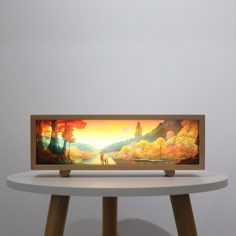 3 Color Light Touch Control Wooden Acrylic Atmosphere Lightbox Decoration Painting Night Light(Beech) - Night Lights by buy2fix | Online Shopping UK | buy2fix