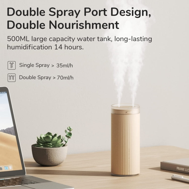 JisuLife HU16 Desktop Dual Mist Ports Humidifier, Color: Brown Rechargeable - Air Purifiers & Accessories by JisuLife | Online Shopping UK | buy2fix