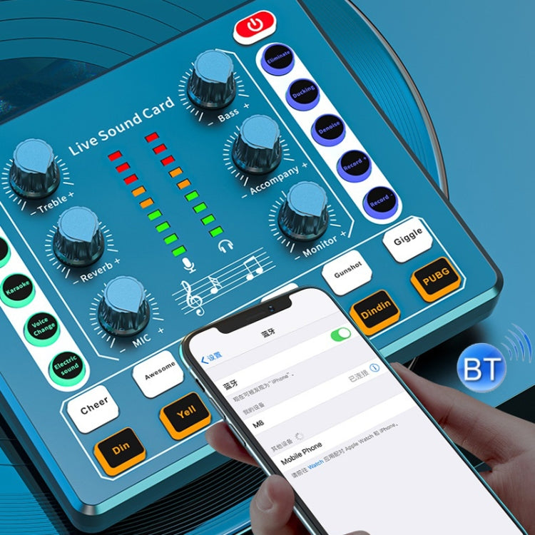 M8 Recording And Singing Live Bluetooth Sound Card Set, Color: Black - Live Sound Effects Processors by buy2fix | Online Shopping UK | buy2fix