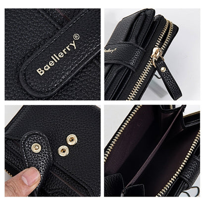 Baellerry N1915 Lychee Pattern Multi-card Slot Zipper Women Short Wallet(Dark Blue) - Wallets by Baellerry | Online Shopping UK | buy2fix