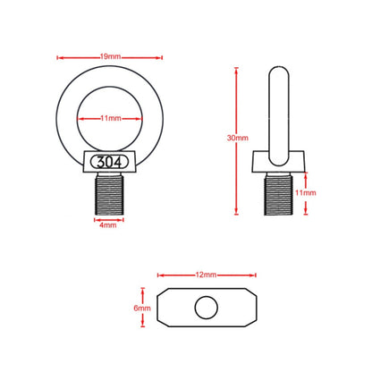 RV Sunshade 304 Stainless Steel Slide Rail Ring, Specifications: 2pcs M4 Ring + Cylinder - Marine Accessories & Parts by buy2fix | Online Shopping UK | buy2fix