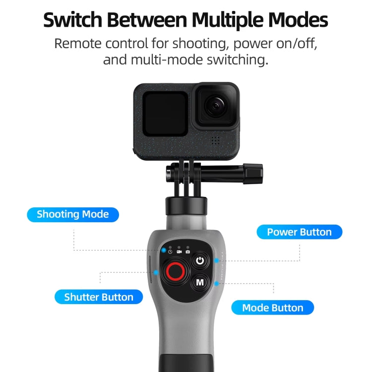 TELESIN 0.85m Underwater Selfie Stick Wireless Remote Control For GoPro HERO12 Black / HERO11 Black / HERO10 Black / HERO9 Black / HERO8 Black - Stabilizer Grip by TELESIN | Online Shopping UK | buy2fix