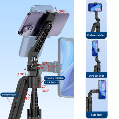 1.8m Smart Face Tracking Selfie Stick 4-axis Anti-shake Tripod with Remote Control With Double Fill Light - Selfie Sticks by buy2fix | Online Shopping UK | buy2fix