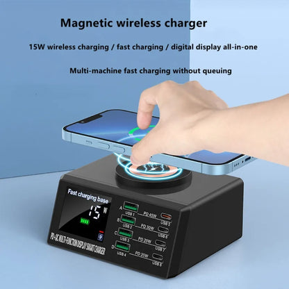 X9M 9-in-1 110W USB+PD Smart Multi-ports QI Magnetic Wireless Charger, Spec: White UK Plug - Multifunction Charger by buy2fix | Online Shopping UK | buy2fix