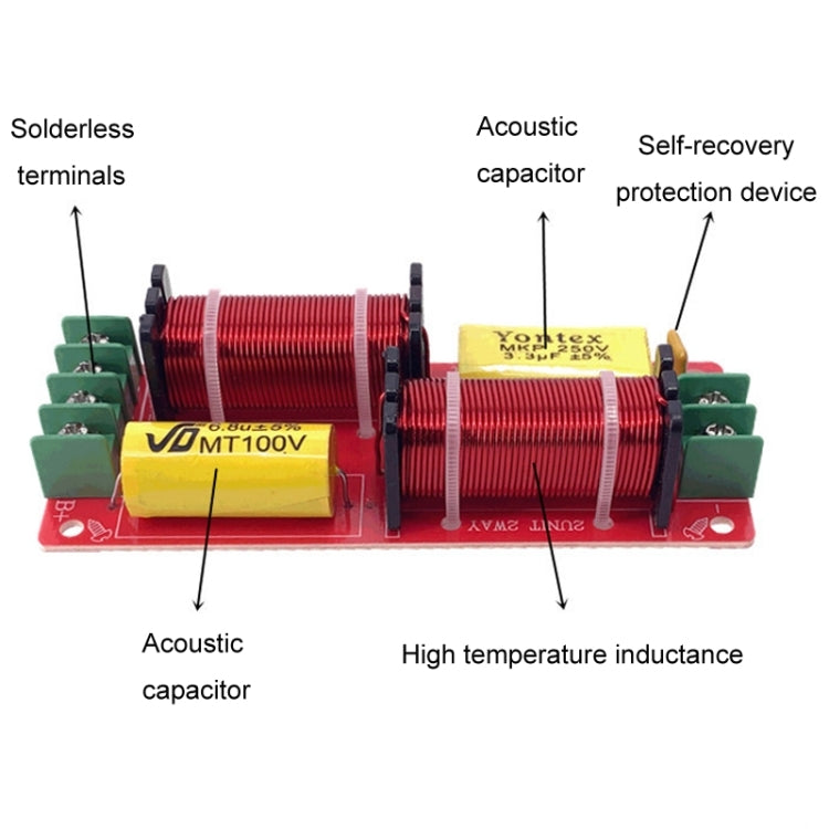 WEAH-2503 High and Low 2-way Speaker Crossover Hi-Fi Home Audio Solderless Divider(A Type Yellow Capacitor) - Audio Crossover by buy2fix | Online Shopping UK | buy2fix