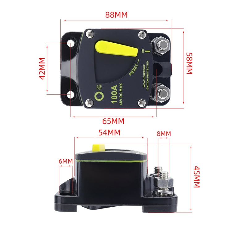 RV Yacht Manual Reset Ignition Protection Fuse Switch With Terminal Accessories, Current: 300A - Fuse by buy2fix | Online Shopping UK | buy2fix