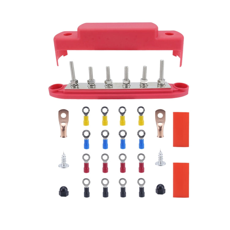 M6 RV Yacht High Current 6-column 250A Base Busbar, Color: Red with Accessories - Fuse by buy2fix | Online Shopping UK | buy2fix