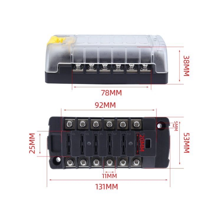 6-Way Plug-In Insulated Cover Fuse Box For Cars Yachts, Set: Enhanced Version A - Fuse by buy2fix | Online Shopping UK | buy2fix