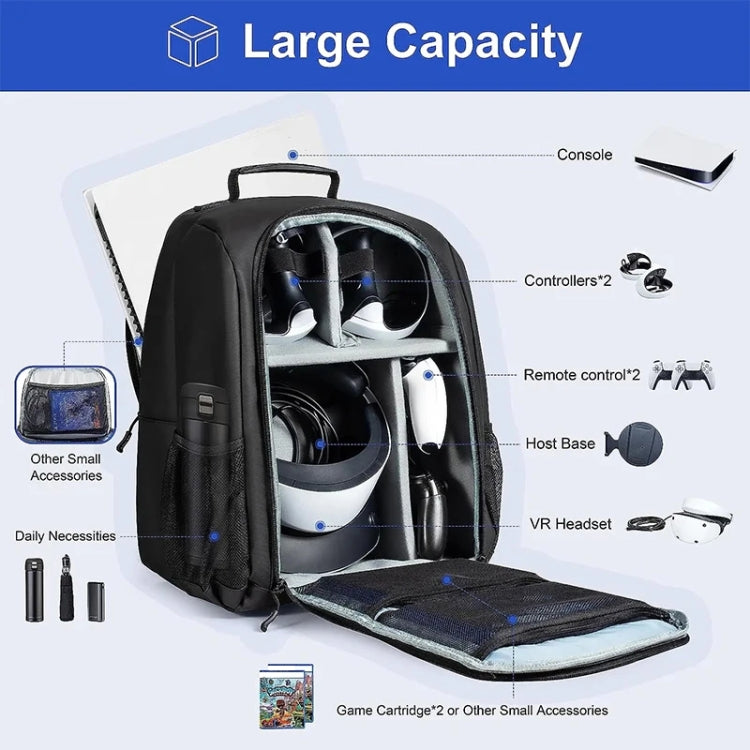 For PlayStation VR 2 / PS5 Slim DEVASO Large Capacity Double Shoulder Organizer Backpack - Bags by DEVASO | Online Shopping UK | buy2fix