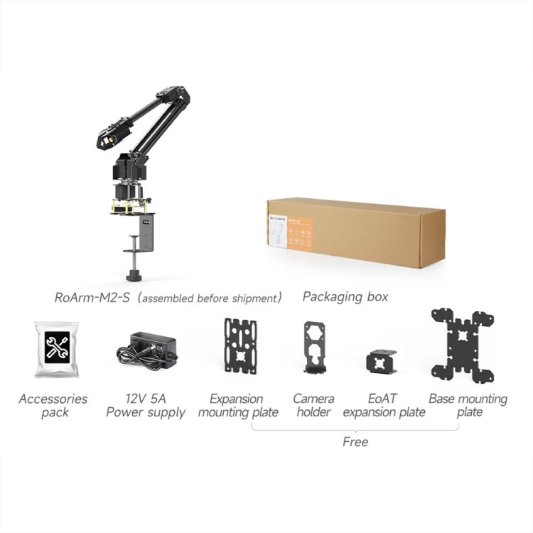 Waveshare 25118 RoArm-M2-S Desktop Robotic Arm Kit, Based On ESP32, 4-DOF(US Plug) - Modules Expansions Accessories by Waveshare | Online Shopping UK | buy2fix