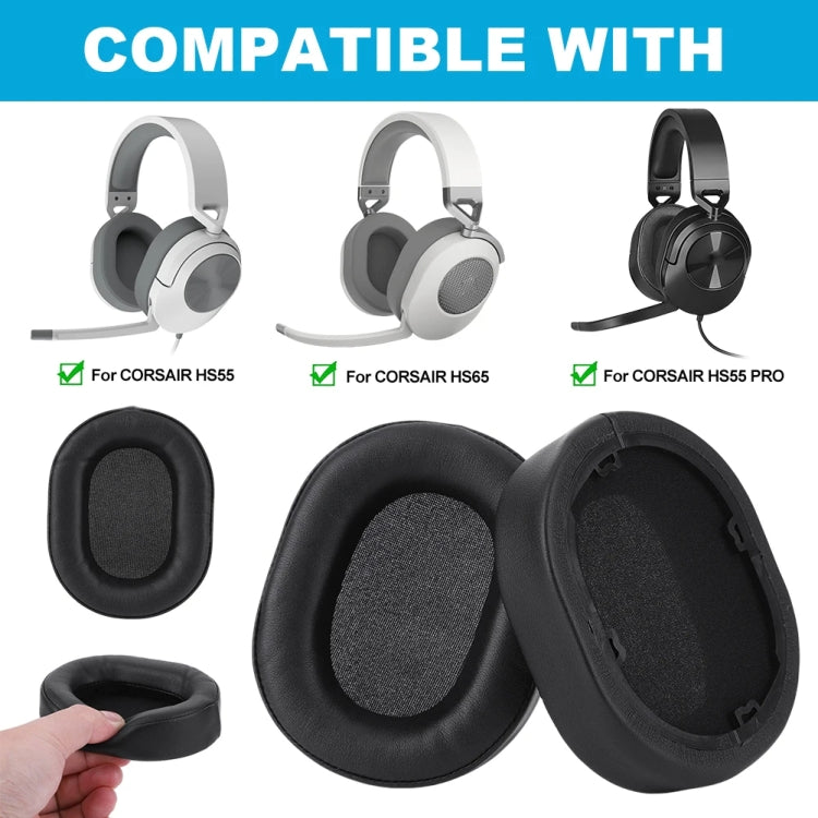 1pair Headphone Leather Sponge Cover For CORSAIR HS55 / HS55 PRO / HS65(Gray) - Earmuff & Pad by buy2fix | Online Shopping UK | buy2fix