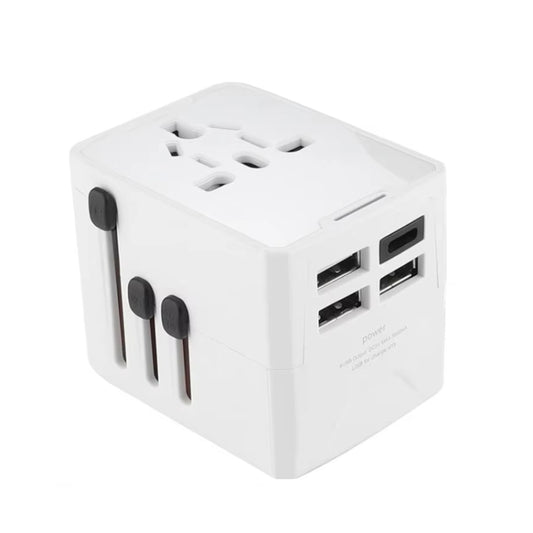 3 x USB & 1 x USB-C / Type-C Travel Plug Adapter International Universal Charging Block(White) - Plug Adaptor by buy2fix | Online Shopping UK | buy2fix