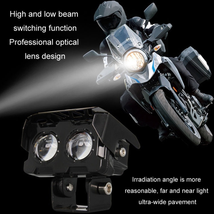 20W Motorcycle Spotlight High Bright Two Color Modified External Waterproof LED Lens Headlight(Always Bright - 3 Wire) - Headlights by buy2fix | Online Shopping UK | buy2fix