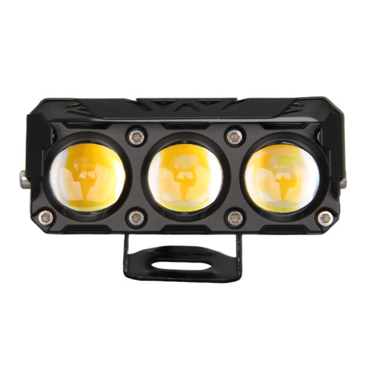 35W Motorcycle Spotlight Dual Color LED Headlight Triple Eye Waterproof Headlight, Model: Straight Bright-Near Yellow+Far White (3 Wires) - Headlights by buy2fix | Online Shopping UK | buy2fix