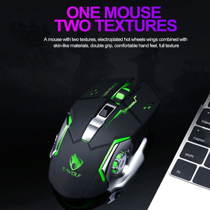 T-WOLF Q13 2.4GHz 6-keys RGB Colorful Light Gaming Wireless Mouse, Color: Single Mode Gray - Wireless Mice by T-WOLF | Online Shopping UK | buy2fix