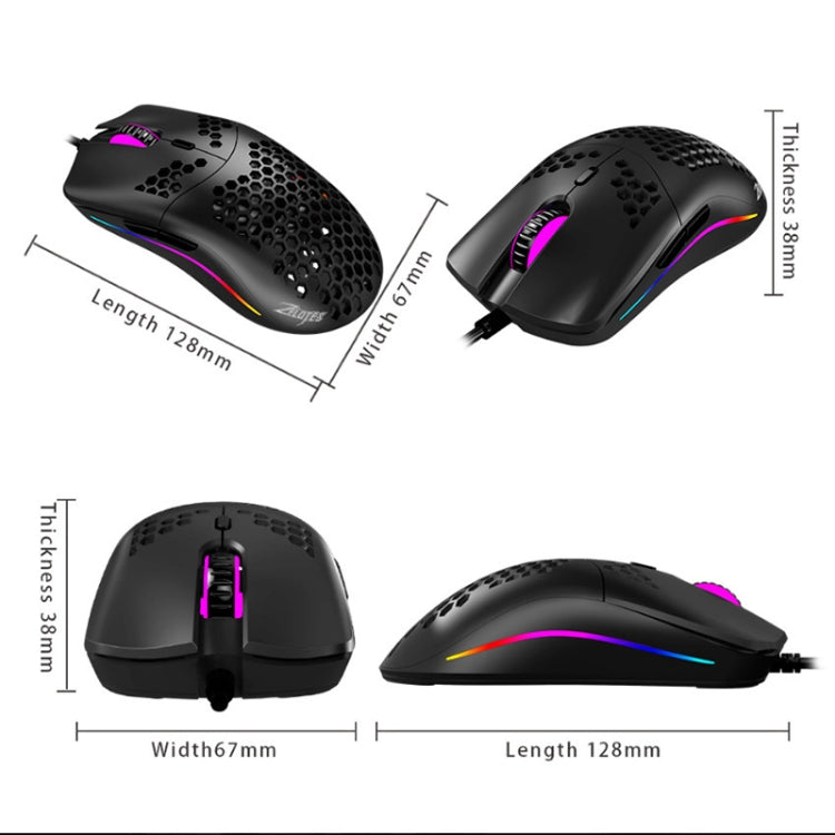 ZELOTES C7 7-buttons RGB Lighting Hollow Computer Office Wired Mouse(Black) - Wired Mice by ZELOTES | Online Shopping UK | buy2fix