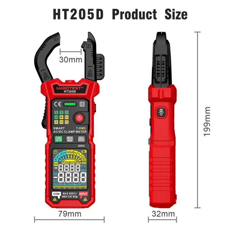 HABOTEST HT205D Clamp Intelligent Anti-Burning Multi-Function High Precision Digital Multimeter(Black Red) - Digital Multimeter by HABOTEST | Online Shopping UK | buy2fix