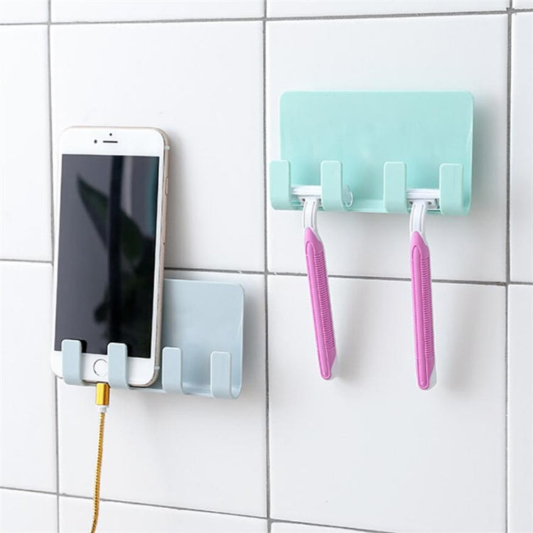 Practical Wall Sticking Phone Charging Holder Socket Strong Sticky Adhesive Sopport Rack Shelf With Hooks(White) - Shelf & Hooks by buy2fix | Online Shopping UK | buy2fix