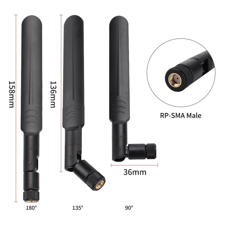 2 x 6dBi 2.4GHz 5GHz Dual Band WiFi RP-SMA Male Antenna + 2 x 35CM RP-SMA IPEX MHF4 Pigtail Cable for M.2 NGFF WiFi WLAN Card (Black) - DVB-T & Simulation Antenna by buy2fix | Online Shopping UK | buy2fix