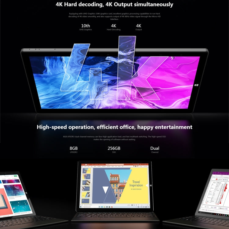 CHUWI Ubook X 2023 Tablet PC, 12 inch, 8GB+256GB, Windows 11 Intel Core i5-10210Y Quad-Core, without Keyboard (Black+Gray) - CHUWI by CHUWI | Online Shopping UK | buy2fix