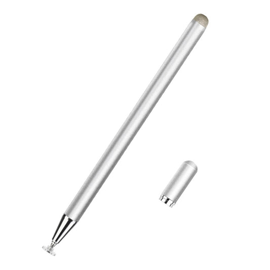 JD02 Universal Magnetic Pen Cap Pan Head + Fiber Cloth 2 in 1 Stylus Pen for Smart Tablets and Mobile Phones (Silver) - Stylus Pen by buy2fix | Online Shopping UK | buy2fix