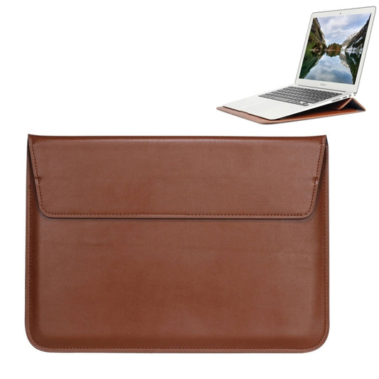 Universal Envelope Style PU Leather Case with Holder for Ultrathin Notebook Tablet PC 15.4 inch, Size: 39x28x1.5cm(Brown) - 15 inch by buy2fix | Online Shopping UK | buy2fix