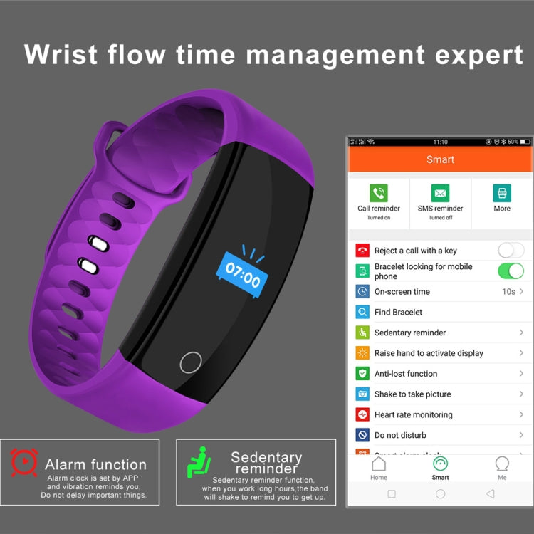 QS01 0.96 inches TFT Color Screen Smart Bracelet IP67 Waterproof, Support Call Reminder /Heart Rate Monitoring /Sleep Monitoring /Blood Pressure Monitoring /Sedentary Reminder (Red) - Smart Wear by buy2fix | Online Shopping UK | buy2fix