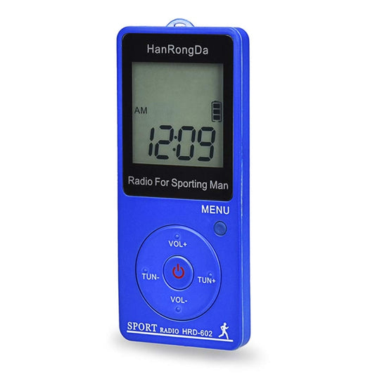 HRD-602 Digital Display FM AM Mini Sports Radio with Step Counting Function (Blue) - Consumer Electronics by buy2fix | Online Shopping UK | buy2fix