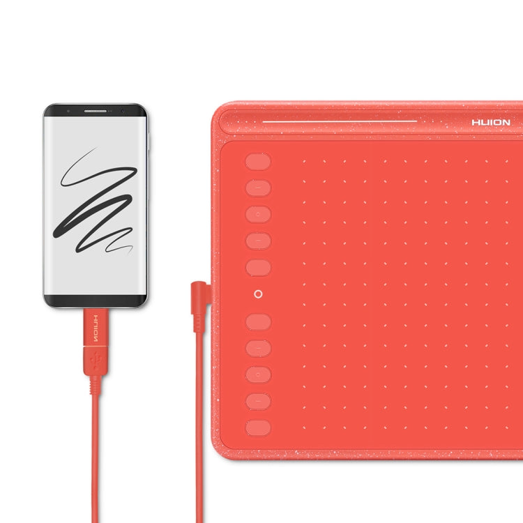 HUION HS611 5080 LPI Touch Strip Art Drawing Tablet for Fun, with Battery-free Pen & Pen Holder (Red) - Consumer Electronics by HUION | Online Shopping UK | buy2fix