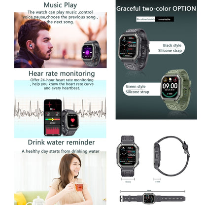 KR06 Waterproof Pedometer Sport Smart Watch, Support Heart Rate / Blood Pressure Monitoring / BT Calling(Black) - Smart Wear by buy2fix | Online Shopping UK | buy2fix