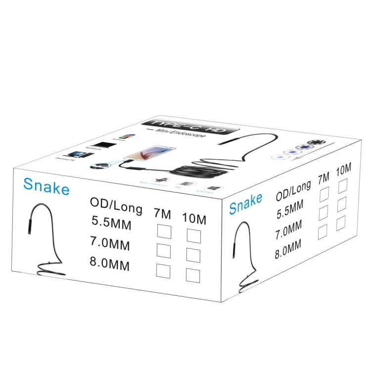 AN97 USB-C / Type-C Endoscope Waterproof IP67 Tube Inspection Camera with 8 LED & USB Adapter, Length: 10m, Lens Diameter: 7mm -  by buy2fix | Online Shopping UK | buy2fix