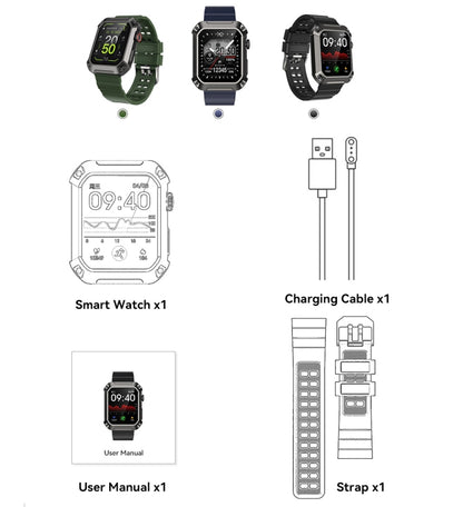 HAMTOD NX3 Pro 1.83 inch Rugged Smart Watch, Support Bluetooth Call / Sleep / Heart Rate / Blood Oxygen / Blood Pressure Monitoring(Black) - Smart Wear by HAMTOD | Online Shopping UK | buy2fix