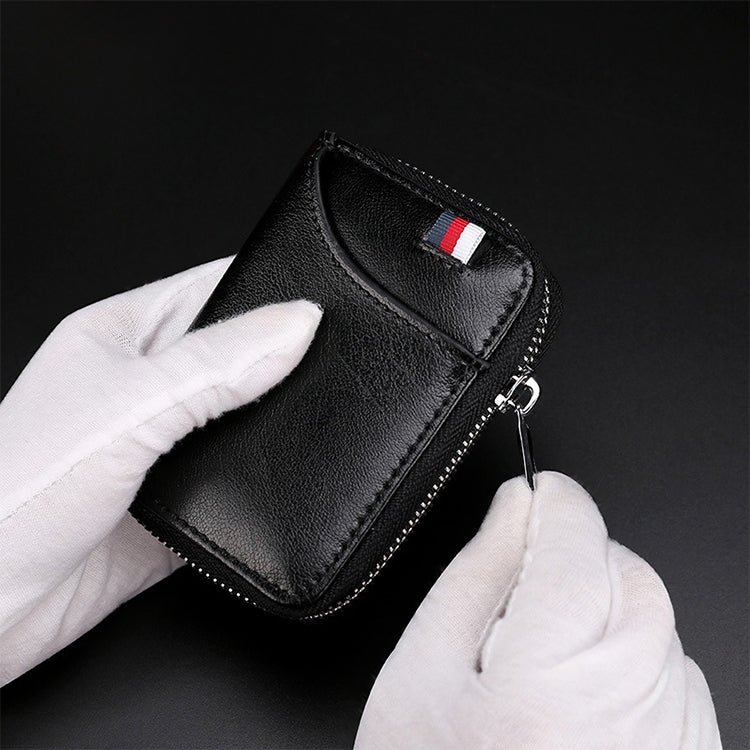 KB155 Antimagnetic RFID Zipper Leather Large-capacity Cards Holder Wallet(Black) - Antimagnetic RFID Package by buy2fix | Online Shopping UK | buy2fix