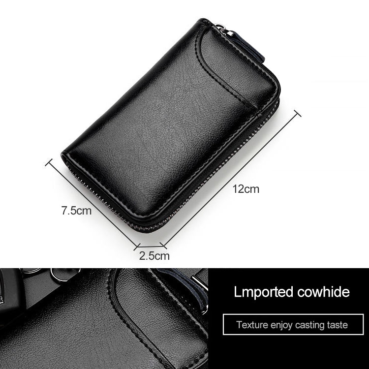 9106 Large-capacity Zipper Leather Keys Holder Bag Multi-function Wallet(Black) - Home & Garden by buy2fix | Online Shopping UK | buy2fix
