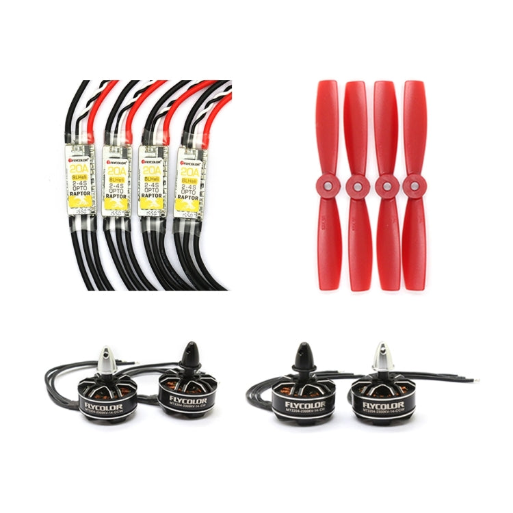 Flycolor Raptor Series Power Set, Includes 4 PCS 20A Speed Controllers + 4 PCS 2300KV Motors + 4 PCS 5045 Propellers - Toys & Hobbies by buy2fix | Online Shopping UK | buy2fix