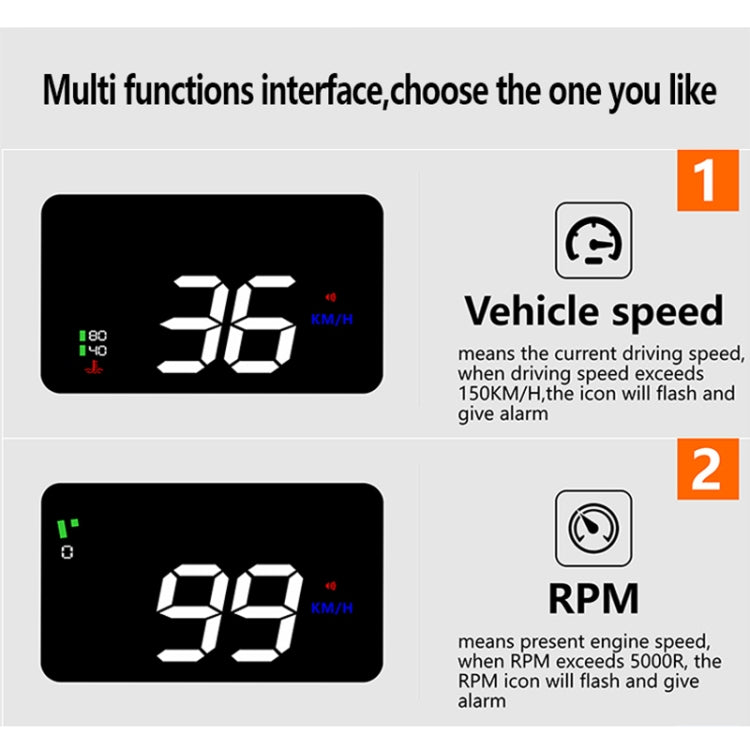 A900 OBD2 3.5 inch Vehicle-mounted Head Up Display Security System, Support Car Speed / Engine Revolving Speed Display / Water Temperature / Voltage / Driving Mileage - Head Up Display System by buy2fix | Online Shopping UK | buy2fix