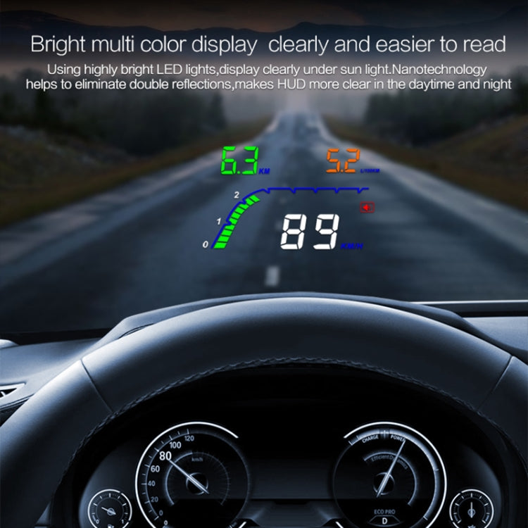 T100 OBD2 4 inch Vehicle-mounted Head Up Display Security System, Support Car Speed / Engine Revolving Speed Display / Instantaneous Fuel Consumption / Detection and Elimination Fault Code - Head Up Display System by buy2fix | Online Shopping UK | buy2fix