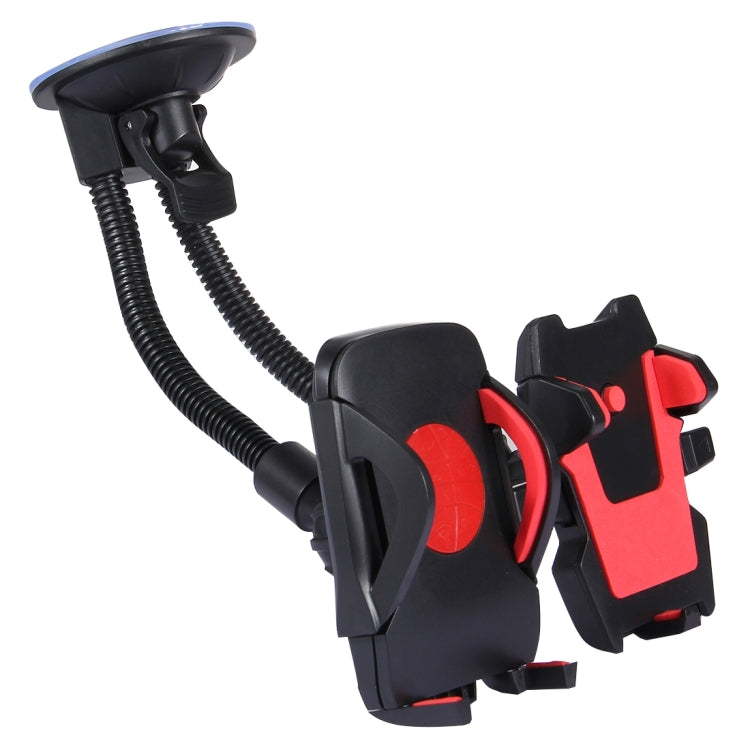 Suction Cup Couple Car Mount Holder Stand Suction Bracket with Adjustable Goose Neck for GPS & PDA & MP4, For iPhone, Samsung, Huawei, Xiaomi, HTC and Other Smartphones(Red) - Car Holders by buy2fix | Online Shopping UK | buy2fix