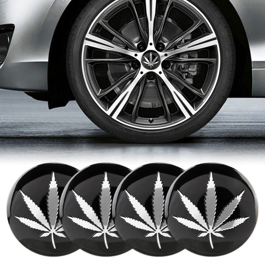 4 PCS Car-Styling Silver Leaves Pattern Metal Wheel Hub Decorative Sticker, Diameter: 5.8cm - Decorative Sticker by buy2fix | Online Shopping UK | buy2fix