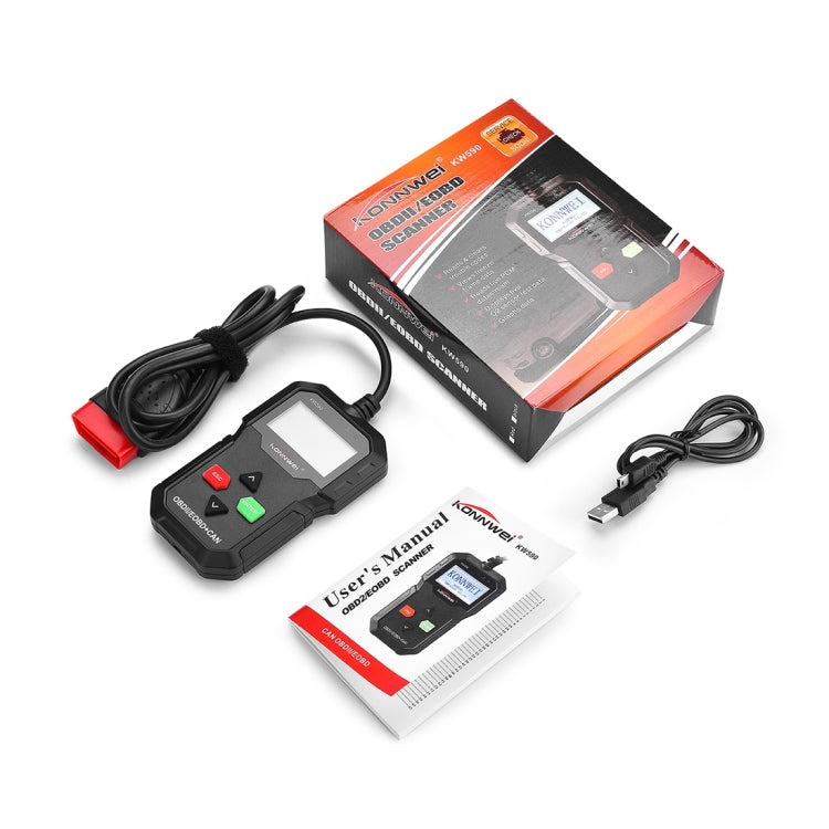 KONNWEI KW590 Mini OBDII Car Auto Diagnostic Scan Tools Auto Scan Adapter Scan Tool (Can Only Detect 12V Gasoline Car)(Black) - Code Readers & Scan Tools by KONNWEI | Online Shopping UK | buy2fix