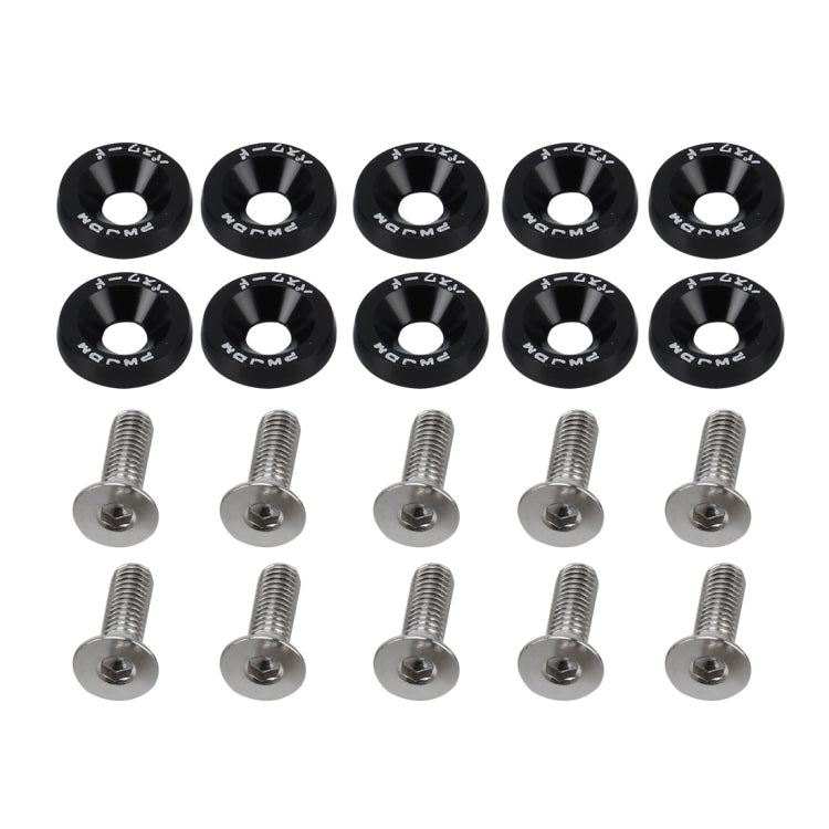 10 PCS Car Modified Screw Gaskets Bodywork Stainless Steel Gasket Bolts, Diameter: 19mm(Black) - In Car by buy2fix | Online Shopping UK | buy2fix