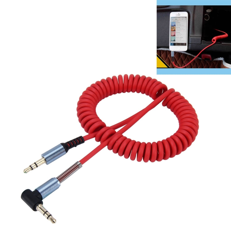 3.5mm 3-pole Male to Male Plug Audio AUX Retractable Coiled Cable, Length: 1.5m(Red) - Aux Cable by buy2fix | Online Shopping UK | buy2fix