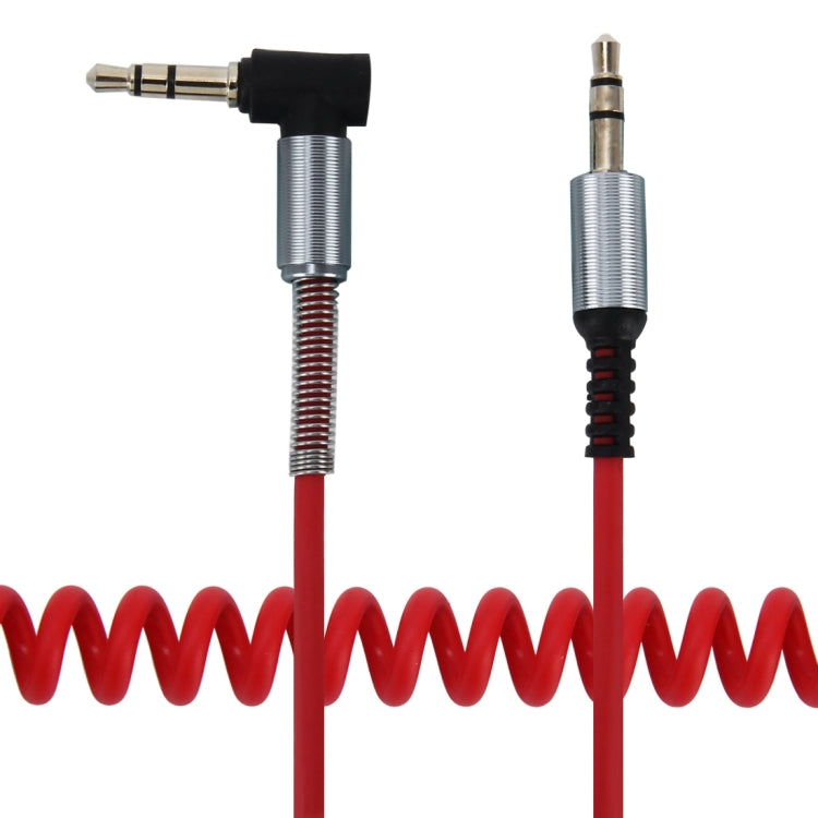 3.5mm 3-pole Male to Male Plug Audio AUX Retractable Coiled Cable, Length: 1.5m(Red) - Aux Cable by buy2fix | Online Shopping UK | buy2fix