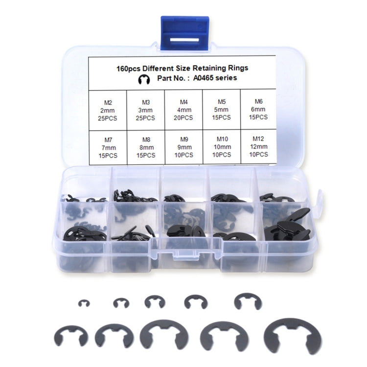 160 PCS Car E Shape Circlip Snap Ring Assortment Retaining Rings - In Car by buy2fix | Online Shopping UK | buy2fix